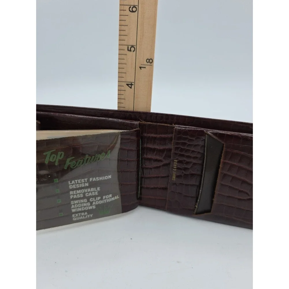 1960s‎ MCM Slim Bi-fold Wallet Brown Baby Alligator cowhide Leather NIB